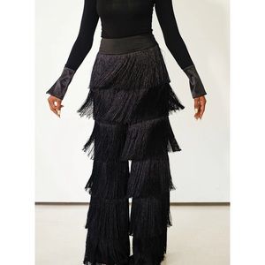 Black fringe pants